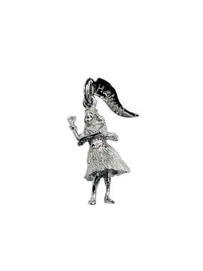 Vintage Sterling Silver Hula Girl Charm Small Pendant Hawaii Collectible